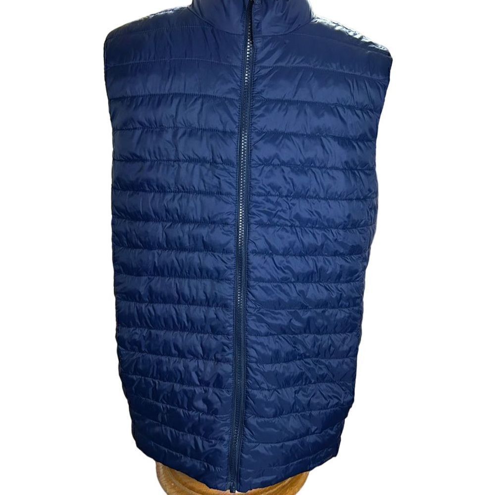 Lands' End Primaloft Puffer Vest Unisex XL Navy Blue Zip Up Insulated Jacket